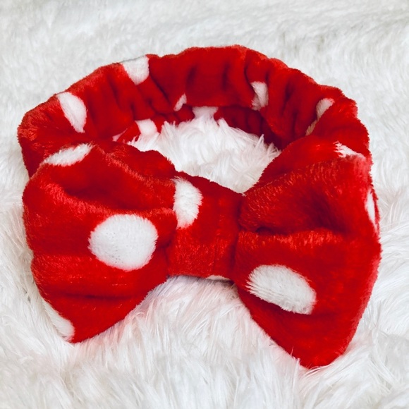 SET 2 Pcs SPA HEADBAND with Bow Red and White Polka Dot Women’s -Girls Hairband - Picture 10 of 11